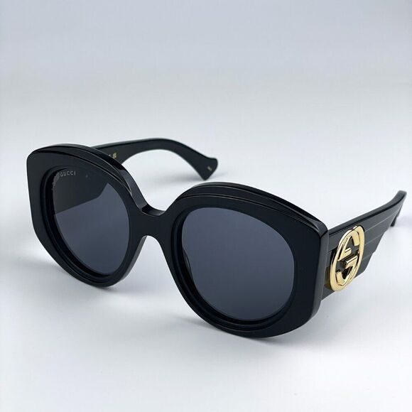 SALE! NEW Gucci GG1308S 001 Black Grey Round Women Sunglasses main image 7